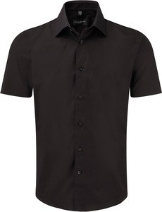 Russell Collection RU947M - Men's Short Sleeve Fitted Shirt Black