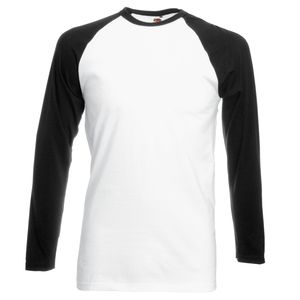 Fruit of the Loom SS028 - Long sleeve baseball tee White/ Black