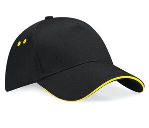 Beechfield BC15C - Ultimate Contrast 5 Panel Sandwich Peak Cap Black / Yellow