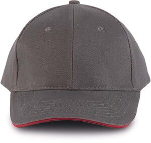 K-up KP011 - ORLANDO - MEN'S 6 PANEL CAP Slate Grey / Red
