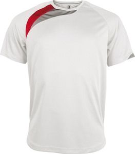 ProAct PA437 - KIDS' SHORT SLEEVE SPORTS T-SHIRT White / Sporty Red / Storm Grey