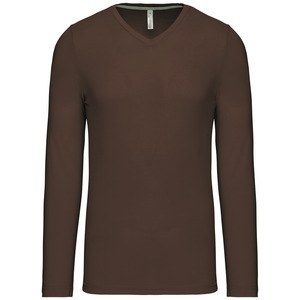 Kariban K358 - MEN'S LONG SLEEVE V-NECK T-SHIRT Chocolate