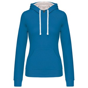 Kariban K465 - Ladies’ contrast hooded sweatshirt Tropical Blue/ White