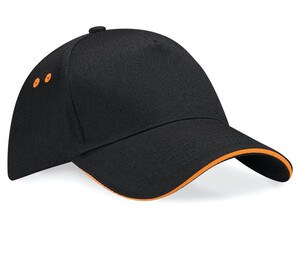 Beechfield BF15C - 5 Panel Cap 100% Cotton Black/Orange