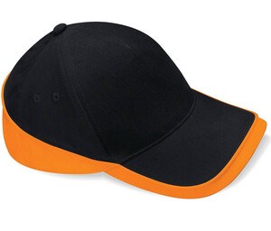 Beechfield BF171 - 5 Panel Teamwear Cap Black/Orange