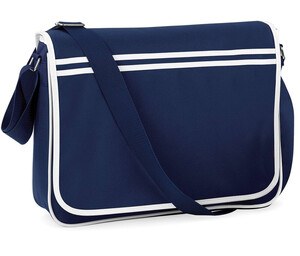 Bag Base BG710 - Retro Messenger Bag Adjustable Shoulder Strap Navy/White