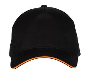 Black&Match BM910 - 100% cotton 5-panel cap Black/Orange