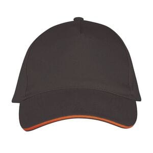 SOL'S 00594 - LONG BEACH Five Panel Cap Dark Grey / Orange