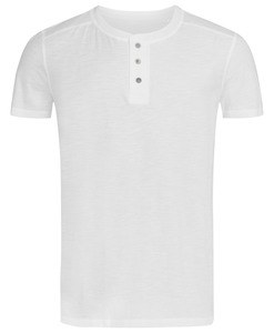 Stedman STE9430 - Crew neck T-shirt with buttons for men Stedman - SHAWN HENLEY White