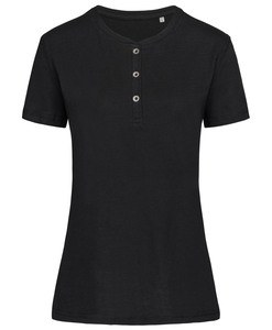 Stedman STE9530 - Sharon ss women's round neck t-shirt with buttons Black Opal