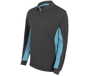 VELILLA V5514 - Two-Tone Polo Shirt Long Sleeves Grey / Sky Blue