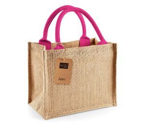 Westford mill WM412 - Jute Mini Gift Bag Natural / Fuchsia