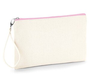 Westford mill WM520 - Canvas Wristlet Pouch Natural/Pink