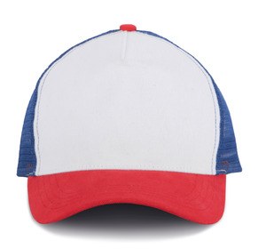 K-up KP137 - TRUCKER MESH CAP - 5 PANELS White / French Red / Reflex Blue