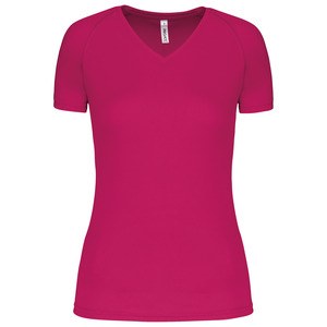 Proact PA477 - Ladies’ V-neck short-sleeved sports T-shirt Fuchsia