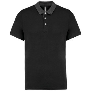 Kariban K260 - Men's two-tone jersey polo shirt Black/Dark Grey Heather