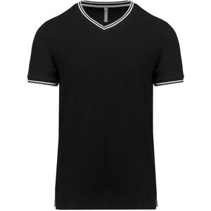 Kariban K374 - Men's piqué knit V-neck T-shirt Black/ Light Grey/ White