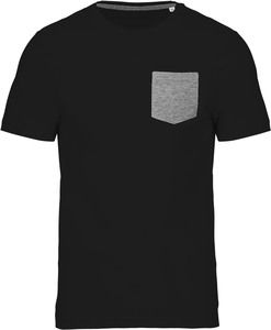 Kariban K375 - Organic cotton T-shirt with pocket detail Black/Grey Heather