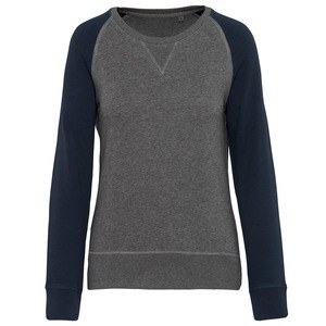 Kariban K492 - Womens organic two-tone round neck sweatshirt with raglan sleeves