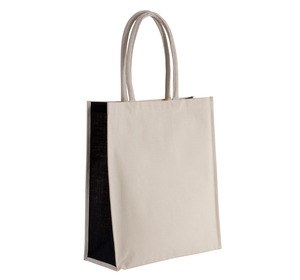 Kimood KI0253 - Cotton / jute tote bag - 23 L Natural / Black