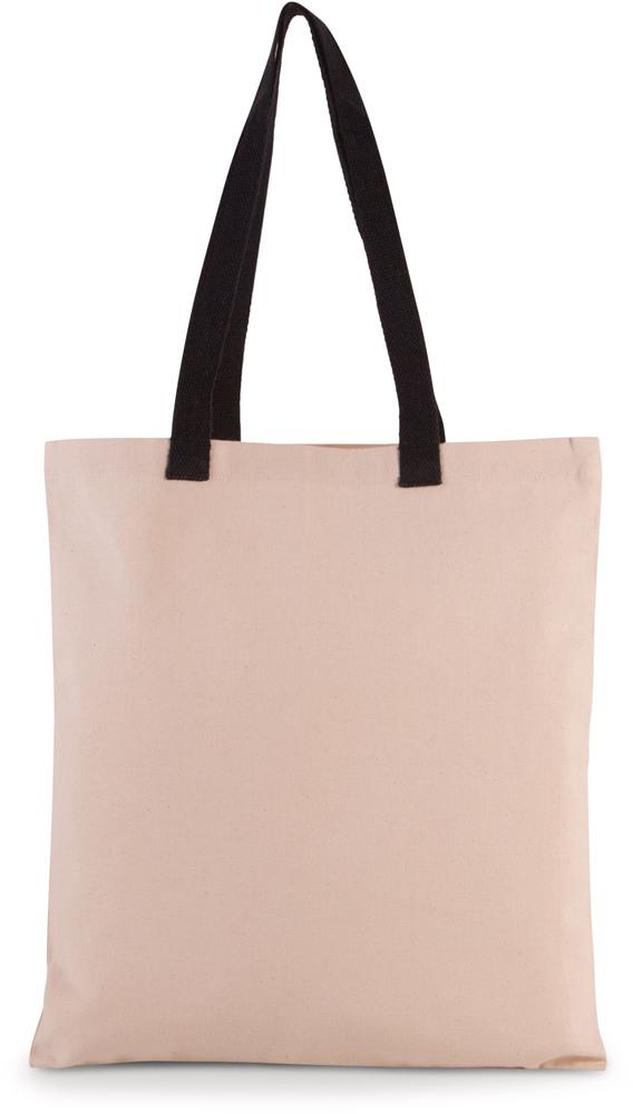 Kimood KI0277 - Flat canvas shopping bag with contrasting handles