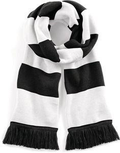 Beechfield B479 - Stadium striped men's scarf Black / White