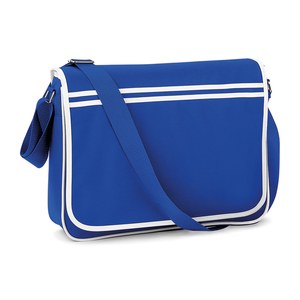 Bag Base BG71 - Retro messenger bag Bright Royal / White