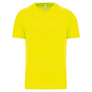 PROACT PA476 - Men's V-neck short-sleeved sports T-shirt Fluorescent Yellow