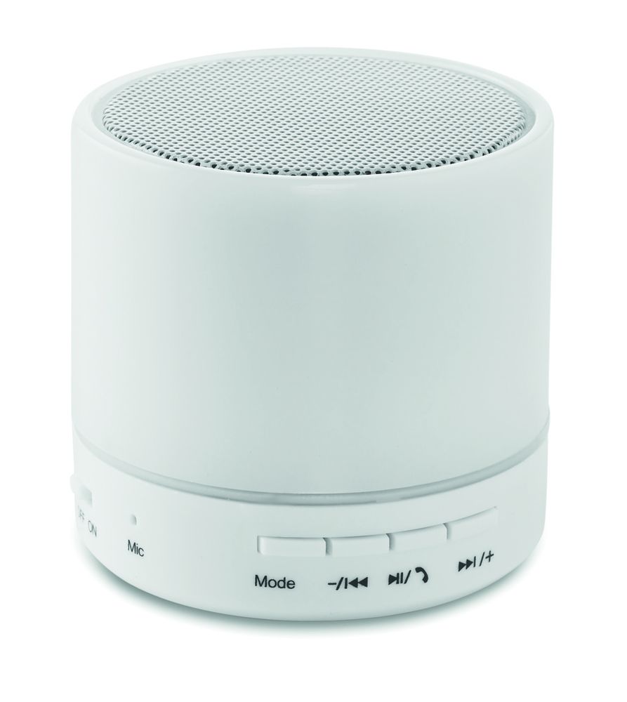 GiftRetail MO9062 - ROUND WHITE Round wireless speaker LED