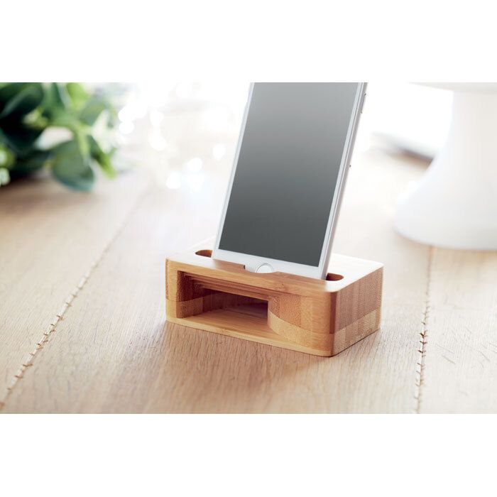GiftRetail MO9706 - CARACOL Bamboo phone stand-amplifier