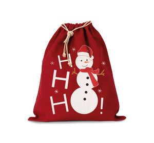 Kimood KI0745 - Cotton bag with snowman design and drawcord closure.