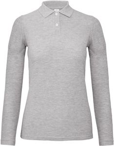 B&C CGPWI13 - ID.001 Ladies' long-sleeved polo shirt Heather Grey