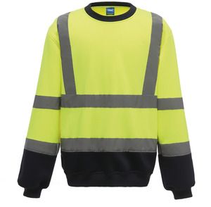 Yoko YHVJ510 - Hi-Vis crew neck Sweatshirt Hi Vis Yellow/Navy