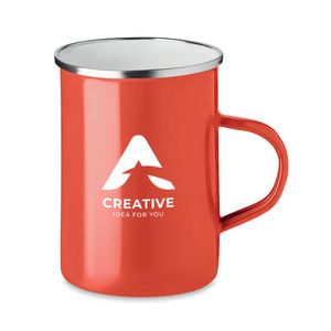 GiftRetail MO6775 - SILVER Metal mug with enamel layer Red