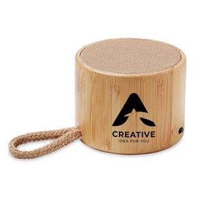 GiftRetail MO6890 - COOL Round bamboo wireless speaker Wood