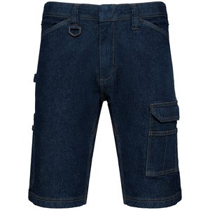 WK. Designed To Work WK715 - Men's multipocket denim bermuda shorts Blue Rinse