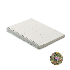 GiftRetail MO2083 - SEED RING A5 seed paper cover notebook White