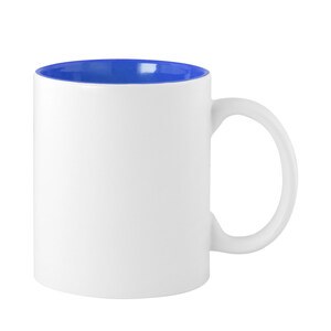 EgotierPro 37510 - Ceramic Mug 350ml White & Color Interior GRAVEN Blue