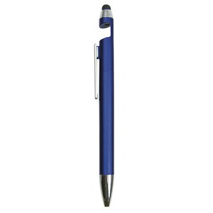 EgotierPro 37082 - Metallic Finish Pen with Mobile Holder FASTEN AZUL METALIZADO