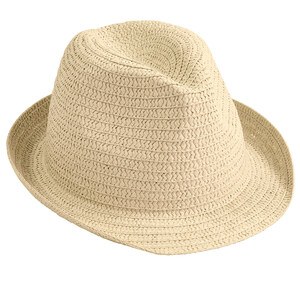 EgotierPro 39021 - Unisex Short Brim Paper Straw Hat DOMINICA Natural