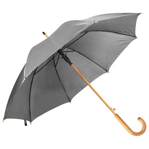 EgotierPro 39529 - Automatic Wooden Handle Umbrella, 190T Polyester CLOUDY