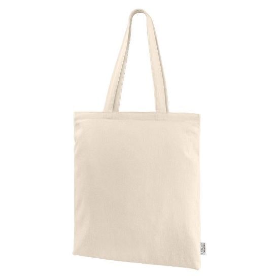 EgotierPro 52034 - Organic Cotton Bag with Long Handles FLEUR