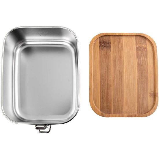 EgotierPro 52070 - Stainless Steel Lunch Box, Bamboo Lid PAPAYA