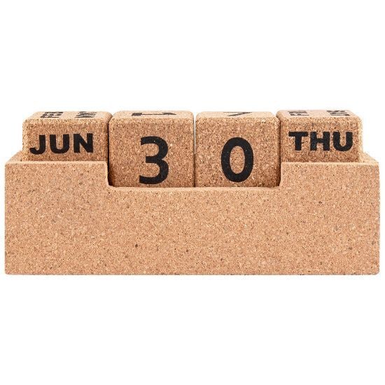 EgotierPro 52573 - Natural Cork Calendar with 4 Cubes YALE