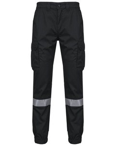 WK. Designed To Work WK712 - Unisex trousers with elasticated bottom leg and reflective band Black