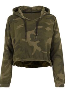 Build Your Brand BY065 - Womens Camo Cropped Hoodie
