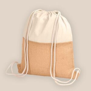 EgotierPro 39018 - Cotton and Jute Backpack with Cotton Handles HORIZON