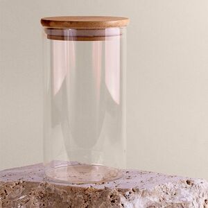 EgotierPro 50644 - Borosilicate Glass Jar with Bamboo Lid, 650ml PRASE
