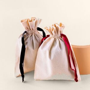EgotierPro 52516 - Cotton Presentation Bags with Velvet Ribbons SMALL