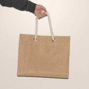 EgotierPro 53000 - Laminated Jute Bag with Long Handles TOTEM